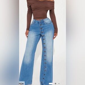 Stylish Blue Button-Detail Women Jeans